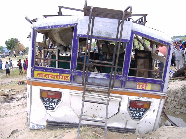 A total of 38 persons including 35 civilians and 3 security persons died in the incident where Maoists trapped a public bus in landmine at Badarmudhe stream of Kalyanpur VDC, which lies at Madi area of Chitwan district in mid region of Nepal. 16 women, 15 men and 7 children were among those killed.