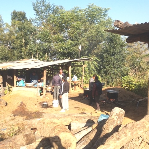 Preparations are being made for a banquet near Siddhi Ganesh Mavi polling station located in Chautara Sagachokgadi Municipality-7.